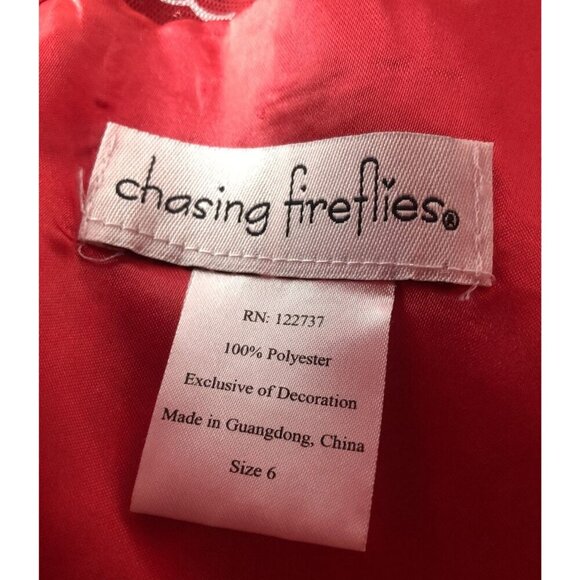 Chasing Fireflies Red Leaf Applique Sleeveless Party Dress Girls 6 Flower Girl - Picture 5 of 9